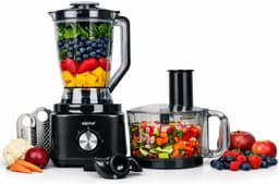 alpina 3-in-1 Foodprocessor, Blender en Smoothie Maker - Keukenmachine Multifunctioneel - Groentesnijder - Hakmolen - 2L - BPA-Vrij - Vaatwasserbestendig - FP413GS - Zwart — thumbnail 1