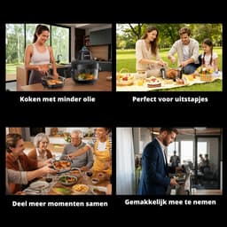 AIRMSEN Airfryer - Heteluchtfriteuse - Volledig zichtbaar venster - 1500W - Met 2 glazen frituurmanden (4,5L & 1,2L) - PFAS-vrij - 4 kookprogramma's - Eenvoudig te reinigen - Zwart — thumbnail 7