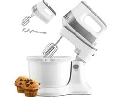 MIRA® Mixer met Mengkom - Keukenmachine - Mixer - 6 Liter Mengkom - Wit/Grijs - ‎31cm x 21cm x 36cm
