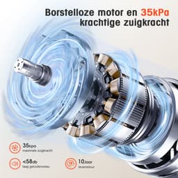 Elekiatech Steelstofzuiger - 35000Pa - Steelstofzuiger Draadloos - 2200 mAh Accu - 50 Minuten - 1,5 L Stofbak - voor Tapijten en Harde Vloere - Blauw — thumbnail 3