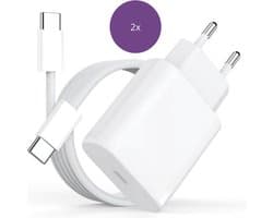 Viewr 2x 20W USB C Adapter + USB C naar USB C Kabel - 1 Meter - Oplader Lader Stekker Kabels Oplaadkabel - 2 Stuks