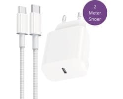 Viewr USB C Adapter 25W - USB C Snellader - USB C Lader - Universeel o.a. Telefoons & Tablets - Inclusief USB-C Kabel Nylon Gevlochten 2 Meter
