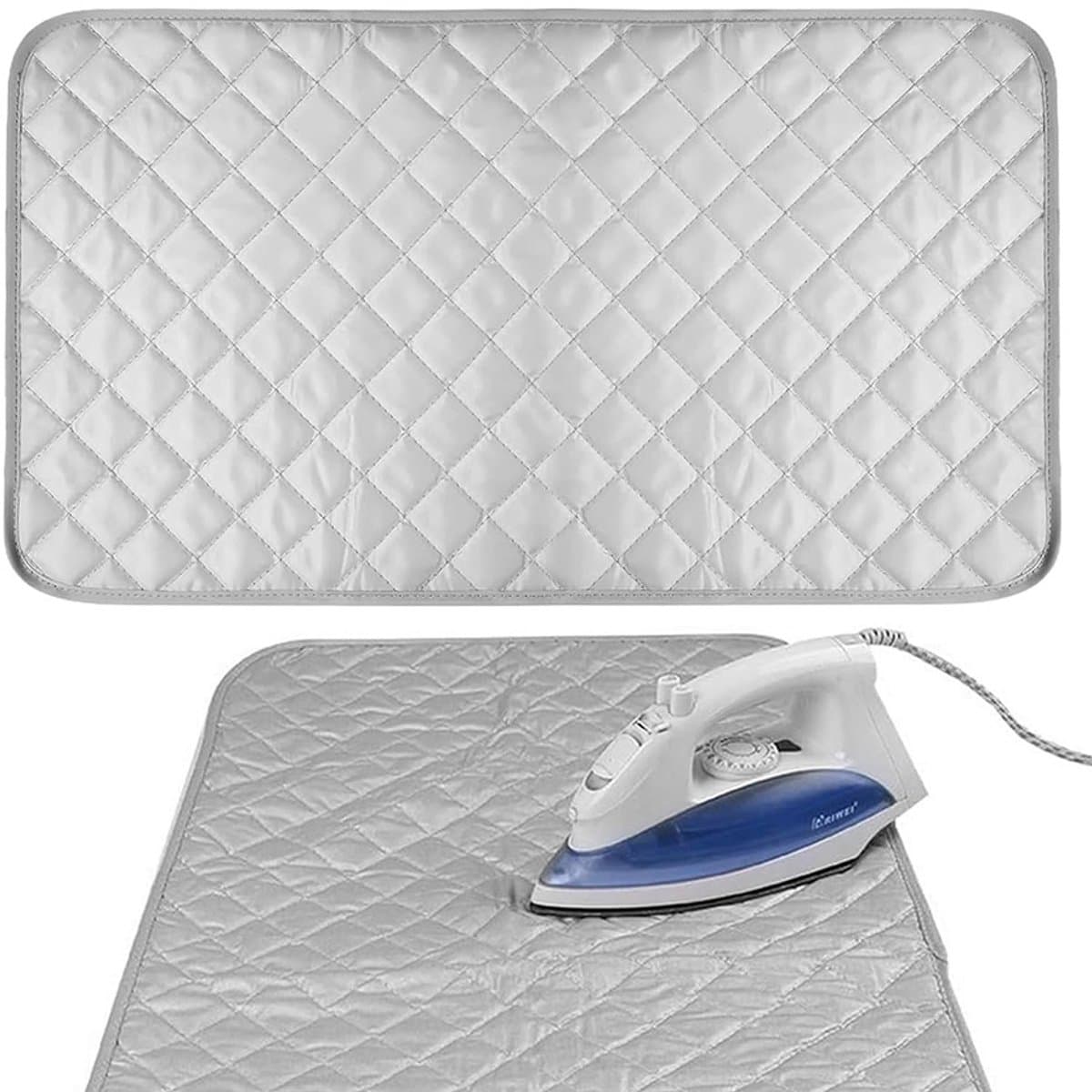 Magnetische strijkmatdeken, alternatief voor strijkplankhoes, gewatteerde hittebestendige mat/draagbare hoes/onderlegger voor wasmachines en drogers Grijs 85 cm × 45 cm Overal strijken — afbeelding 1