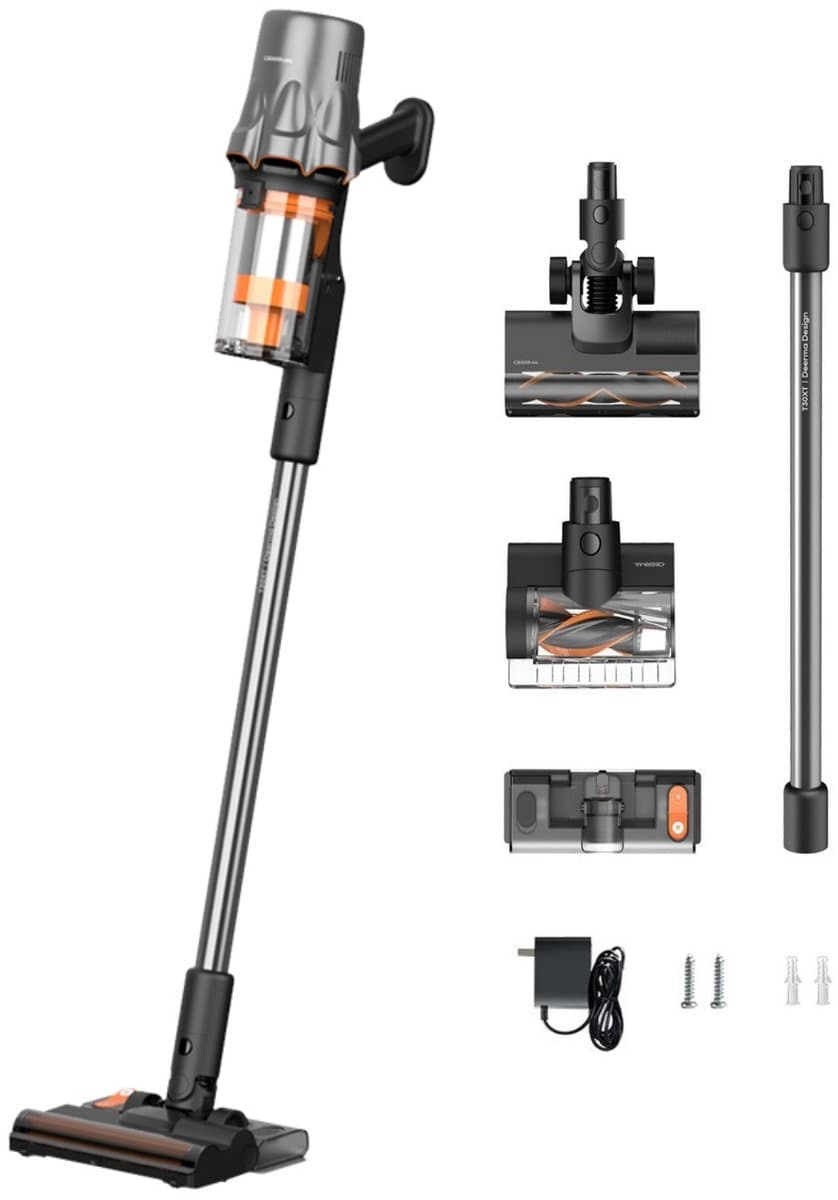 DEERMA T30W XT 2 in 1 Steelstofzuiger - 450W/45KPa/60min - Steelstofzuiger Draadloos - 1L - LED-Display - Groen licht - Voor Tapijt, Harde Vloeren en Dierenharen - zwart — afbeelding 1