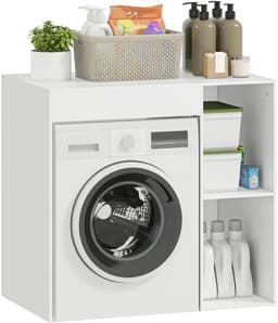 Wasmachine rek - Ombouw - Kast - Opbouwmeubel - Verhoger - Wasmachine meubel - Opbergkast - Ijzer - Wit — thumbnail 1