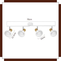 Vintage plafondverlichting met 4 draaibare lampen - Witte lamp voor woonkamer, gang en slaapkamer — thumbnail 4