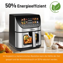 Airfryer XXL - 8.5 Liter - Met Kijkvenster - Digitale Heteluchtfriteuse - 12 Programma's - Kleuren Touchscreen - 1800W - Zwart — thumbnail 3