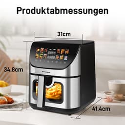 Airfryer XXL - 8.5 Liter - Met Kijkvenster - Digitale Heteluchtfriteuse - 12 Programma's - Kleuren Touchscreen - 1800W - Zwart — thumbnail 6