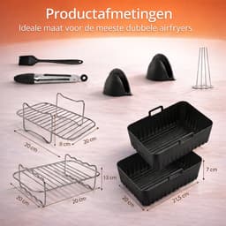 Complete Airfryer Accessoires Set Geschikt voor Dual Airfryer, Dubbele Heteluchtfriteuse XXL Accesoires Compatibel met alle Dual Airfryers — thumbnail 5