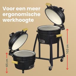 KitchenBrothers Kamado BBQ Onderstel - Voor 41⌀ cm - Geschikt voor 16 inch KitchenBrothers Kamado - 102 cm Hoogte - Met Wielen en Rem - Zwart — thumbnail 5