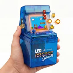 Mini Arcade Machine met 240 Arcade Games - Coole LED Verlichting - Inklapbaar - Geen Internet Nodig - Retro Game Console - Gaming Spelcomputer - Reisspelletjes - Vakantie Speelgoed - Cadeau voor Jongens en Meisjes - Vanaf 6 Jaar - Blauw - Silvergear — thumbnail 1