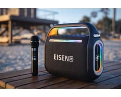 Eisenz EZ-V66 Draadloze Speaker met Microfoon – 120W – Bluetooth 5.0 – RGB Verlichting – 12000mAh Accu – Zwart - Karaoke Speaker