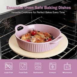 Ynkkvre - Ovenschaal - ronde keramische ovenschaal - geschikt voor airfryer en oven - keramiek - hittebestendig en geglazuurd - ideaal voor lasagne en ovengerechten — thumbnail 4