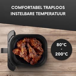 SNJY® Airfryer XXL - Airfryer Dubbel - Heteluchtfriteuse - Airfryer Dubbele Mand - 1450 Watt - Zwart/RVS — thumbnail 8