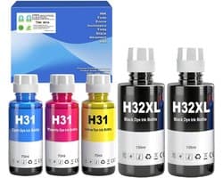 5 Pak Hoge Capaciteit Inktflessen Set Compatibel met Diverse Ink Tank Plus Printers