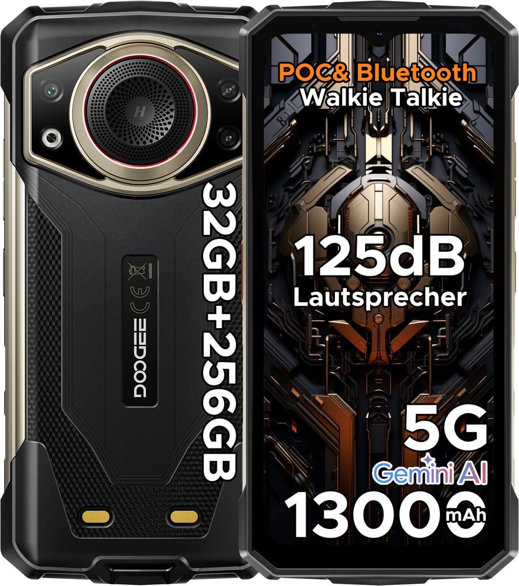 DOOGEE Fire 7 Ultra 5G - AI Outdoor telefoon - Robuuste smartphone - 32 GB RAM + 256 GB ROM (2 TB) - 13000 mAh - 125 dB luidspreker - POC & BT walkietalkie - Gemini AI - NFC - OTG - GPS - SOS — afbeelding 1