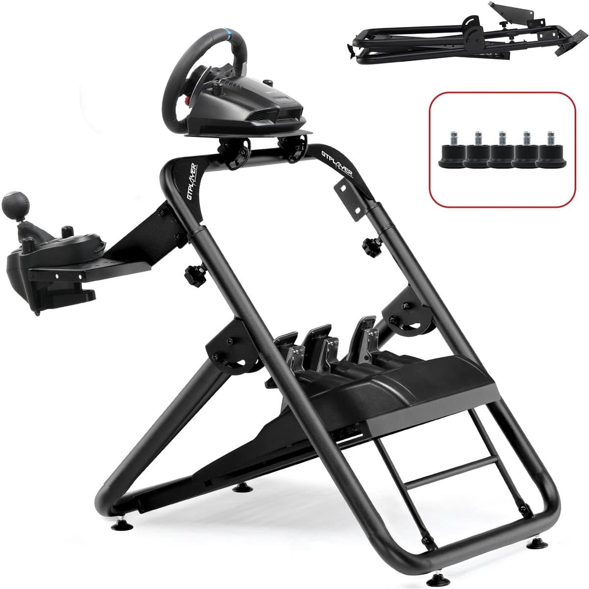 HHHK - Wheel Stand + Gearshift Holder - Playseat - Next Level Racing - Opklapbaar - Racestuur - Zwart - Opvouwbaar - Verstelbaar — afbeelding 1