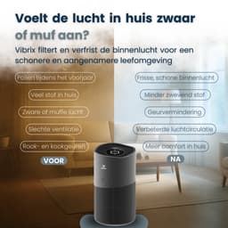 Vibrix PureFlow70 Pro Luchtreiniger / Air Purifier – EPA 14 + koolstoffilter – 468 m³/u – Voor kamers tot 70 m² – Ionisator – App-bediening – Zeer stil met slaapstand – Luchtkwaliteitindicator — thumbnail 10