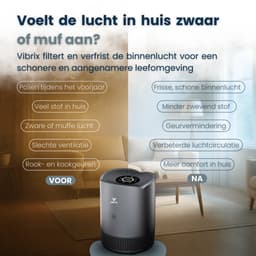 Vibrix PureFlow30 Pro Luchtreiniger / Air Purifier – EPA 14 + koolstoffilter – 180 m³/u – Voor kamers tot 30 m² – Ionisator – App-bediening – Zeer stil met slaapstand – Luchtkwaliteitindicator — thumbnail 2