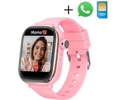 Smartwatch voor Kinderen met Nano SIM, Video Bellen, GPS & 4G - Waterdicht IPX7, WiFi & Bluetooth - SOS Functie - Roze