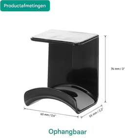 Gsedaox-Koptelefoonhouder Voor Op Het Bureau - Koptelefoonhaak - Zelfklevend Zonder Boren - 2 Stuk - Voor Thuiskantoor En Gamingruimte Zwart — thumbnail 3