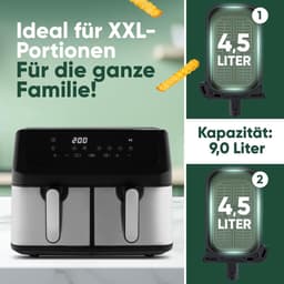 Heteluchtfriteuse met 2 compartimenten voor gelijktijdig koken | 9 liter — thumbnail 2