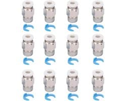 12 Stuks Rechte PTFE Buis Push-in Verbindingsstukken M10 Schroefdraad voor 3D Printer Extruder