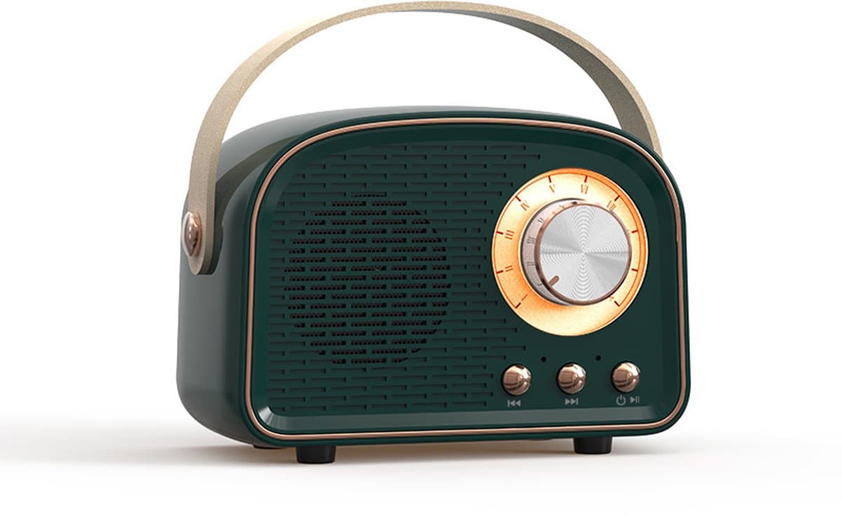 Retro Bluetooth-luidspreker – Mini draagbare draadloze luidspreker – TWS-functionaliteit – Decoratieve retroluidspreker – Geschikt voor thuis/buitengebruik – Groen — afbeelding 1