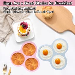 Eierpan Voor Air Fryer - Siliconen Muffin Tray - 2 Stuks Accessoires Met 3 Holte - Non Stick Pannenkoek Pan - Gebakken Ei Pan Voor Bakken en Koken — thumbnail 3