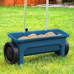 Aurixi® Strooiwagen – Meststofstrooier Met 12 Liter Vulvolume – Meststrooier – Zoutstrooier – Te Gebruiken Voor Gazonmest - Blauw - ‎56cm x 17cm x 22cm — thumbnail 2
