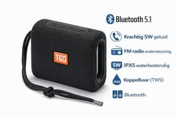 Draagbare Bluetooth Speaker Zwart – Mini Waterproof IPX5 – 5W Krachtig Geluid – AUX, USB & TF – Handsfree Bellen – Compacte Draadloze Speaker — thumbnail 1