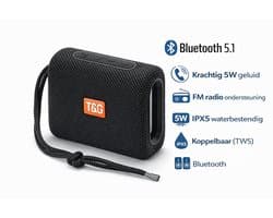Draagbare Bluetooth Speaker Zwart – Mini Waterproof IPX5 – 5W Krachtig Geluid – AUX, USB & TF – Handsfree Bellen – Compacte Draadloze Speaker