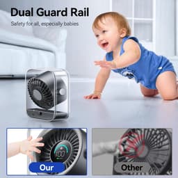 Kraftverdia Ventilator - Tafelventilator Stil Geruisloos USB - Oplaadbaar & Draadloos - 100 Snelheden - Zwart — thumbnail 4