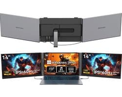 Blackview GamiBook8 Gaming Laptop (AMD Ryzen7 7735HS/32G/1TB) + DCM6 14" Dubbele Draagbare Monitor Set, Efficiënt Multitask Accessoires (Laptop Tas/Muis/Toetsenbordstickers, Grijs)