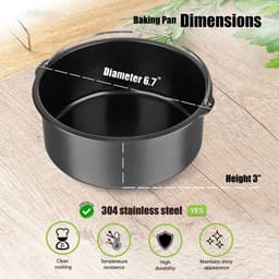 Bakpan Voor Drukpan Airfryer En Oven - Bakblik Airfryer Accessoire - Geschikt Voor 3 QT Tot 5 QT Drukpannen En 3 QT 5.3 QT Airfryers - Geschikt voor InstantPot COSORI Ninja Foodi Gowise Philips NuWave Power Farberware En Meer — thumbnail 3