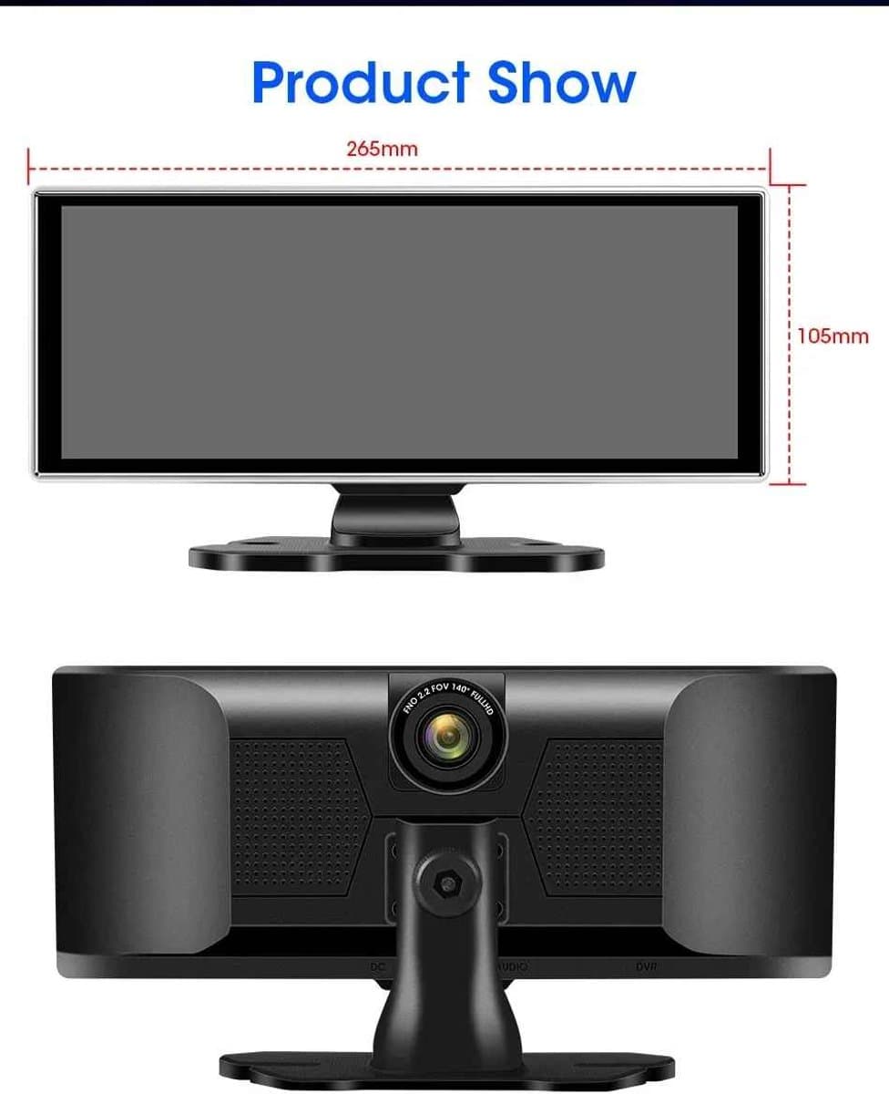 De Warenloods - Dashcam voor Auto - Achteruitkijkspiegel - Carplay Android - Navigatie - Dual Lens Recorder - 4K - WIFI BLUETOOTH AUX GPS FM - 128GB Opslag — afbeelding 1