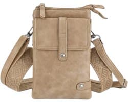 THL Design - Dames schoudertas - Klein tasje - telefoontasje - 2 banden - Tas Khaki