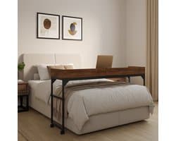 DreamDesk Bedtafel Op Wielen Verstelbare Tafel Voor Over Bed Bed Tafel - 140 cm - Bedtafels - Verrijdbaar - Laptoptafel met wielen - Bedtafeltje - Verstelbaar - Laptop - Overbed tafel - Sta Bureau - Espresso Brown