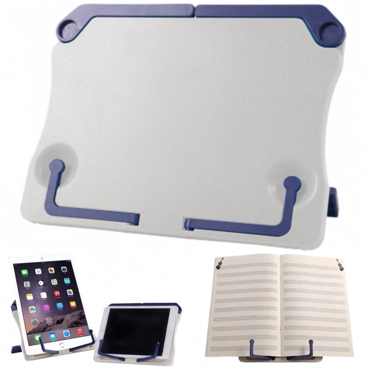 1 stuk – Bureaumuziekstandaard – Draagbare muziekstandaard – Pianomuziekstandaard – Receptenstandaard – Mini bureauboekenplank – Wit – 20,7 x 16,3 cm – Geschikt voor bladmuziek, recepten en tablets — afbeelding 1