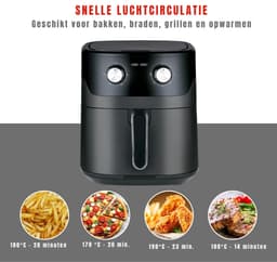 RONN® Airfryer xl - Airfryer xxl - Heteluchtfriteuse - Zwart- 38cm x 29cm x 33cm — thumbnail 5