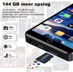 144 GB MP3-speler met wifi bluetooth, 4,02 inch IPS touch-scherm, muziekspeler voor kinderen, Android MP4-speler met Spotify, Audible, Amazon Music, Deezer, Play Store (zwart) — thumbnail 2