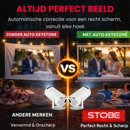 STOBE Movie Express - Mini Beamer voor thuisbioscoop - Alles-in-één Smart TV Projector - Draagbaar - 4K Support - Full HD - WIFI - Bluetooth - Geschikt voor Apple Iphone & Android streaming - Gsm beamer - Wifi - Bluetooth - Smart beamer - Plafond — thumbnail 4
