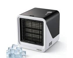 Draagbare Luchtkoeler, 3-in-1 Mini Mobiele Airco zonder Afvoerslang met 500ml Watertank, 3 Snelheden, 7 Kleuren LED, Stille USB Tafelventilator voor Slaapkamer, Kantoor en Bureau