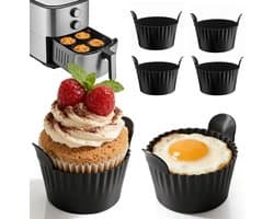 Siliconen muffinvormpjes voor airfryers, 6 stuks. Deze siliconen muffinvormpjes zijn perfect voor het maken van muffins, andere gebakjes, eieren, enz. BPA-vrij en herbruikbaar.