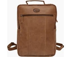 Castillo Falcon Leren Rugtas - Geschikt voor 15,6 inch Laptop - 42x31x8cm - Antique Vintage Stijl - Rugzak met Laptopvak voor Dames & Heren - Cognac