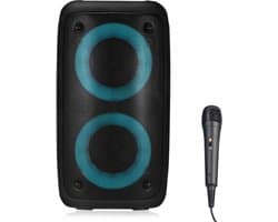 Draagbare Bluetooth Speaker – Draadloze Luidspreker met Kleurrijke LED-verlichting – Hoge Volume Output – Incl. Microfoon – Voor Buiten, Feesten & Camping – Zwart