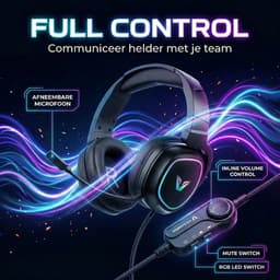 VX Gaming Thunder Gaming Headset met Microfoon - Bedraad - RGB Verlichting - Bluetooth - Geschikt voor PC / PS4 / PS5 / Xbox / PC - Afneembare Microfoon (VX-242-BK) — thumbnail 3