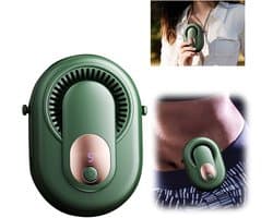 Draagbare Handventilator - Tailleventilator - Draagbare Ventilator - 4-in-1 - Bladloos - 5 Standen - Digitaal Display - USB Oplaadbaar - voor Nek Taille Hand en Tafel - Groen — afbeelding 1