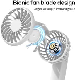 Handventilator - Mini Ventilator - Draagbare Ventilator - 3 Standen - Borstelloze Motor - 7 Bladen - 1-3 Uur Gebruiksduur - Donkergrijs — thumbnail 3