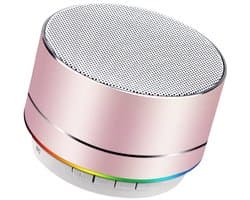 Oneay Mini draadloze speaker, draagbare Bluetooth-speaker met HD-geluid, 4 uur speeltijd, ingebouwde microfoon, TF-kaartsleuf, FM-radio en ledverlichting voor thuis en op reis - Roze